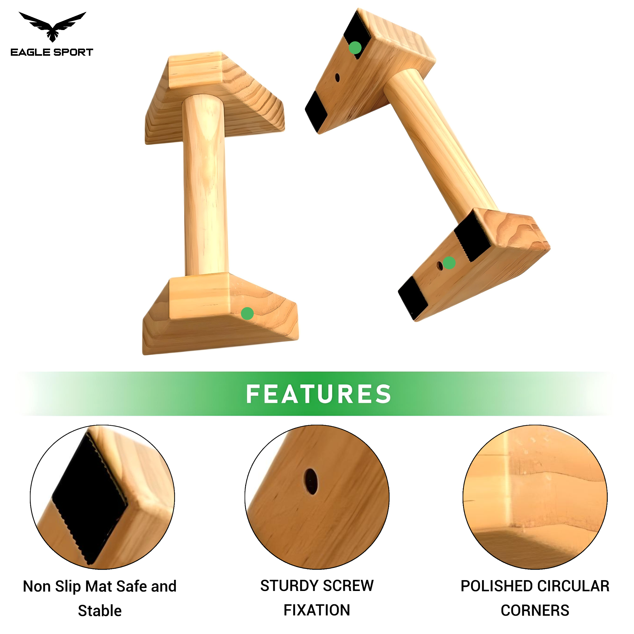 المتوازيات الخشبية – من خشب الزان الطبيعي
Wooden Parallettes – Beech Wood